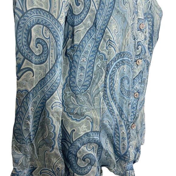 Bebe Y2K Vintage Button Up Wide Sheer Fairy Bell Sleeve Paisley Top Shirt XS - Picture 5 of 16
